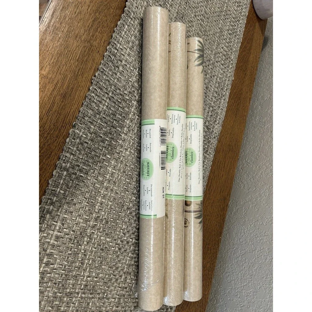 Waverly Home Classics Wallpaper 3 Double Rolls Beige Palm Trees 5507090